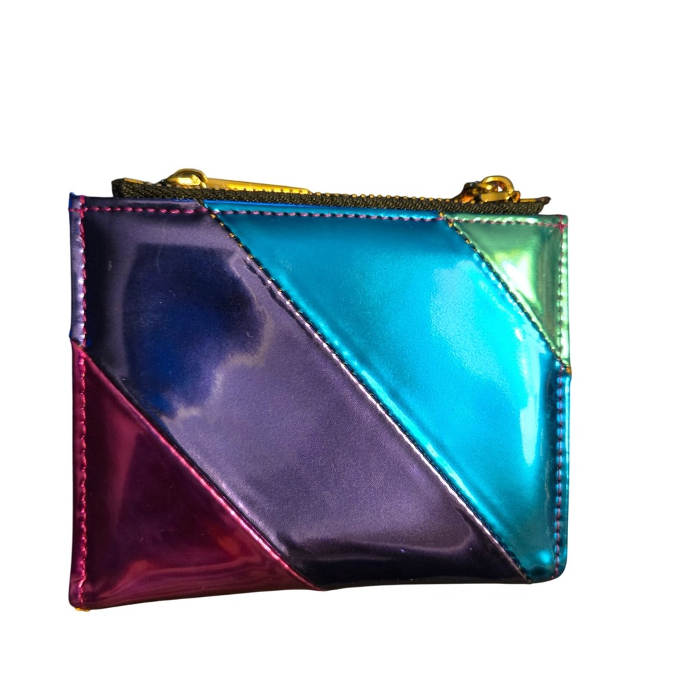 Kurt Geiger Wallet Women Rainbow Excellent Metallic Eagle Head Bifold Zip Pocket - Picture 2 of 6